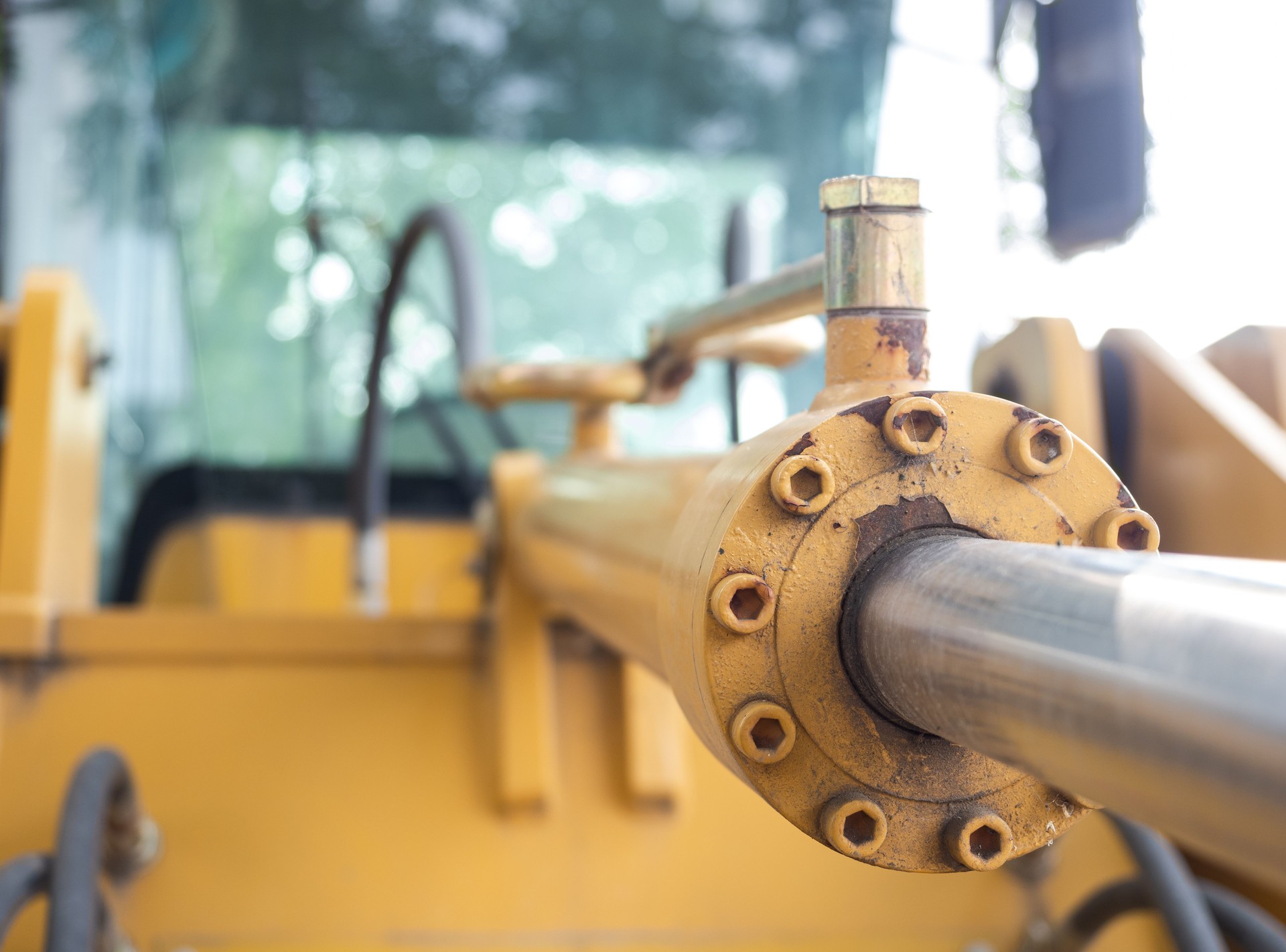 Construction Machinery Hydraulic Rod Close-up